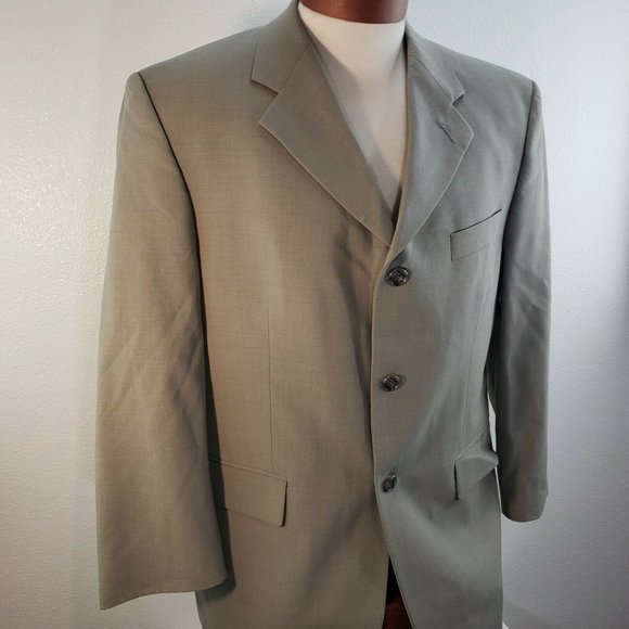 Alexandre London Savile Row‎ Suit Jacket Sports Coat Wool 2 Button 40S Gray Sage - Picture 9 of 12